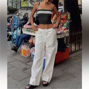 NWT Princess polly  niel pants cargo low rise wide leg white